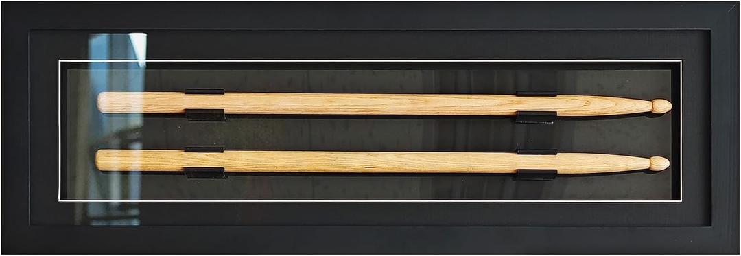 Wooden Drum Sticks Display Frame, Solid Pine Wood, Holds 1 Pair | Solid Pine Wood Frame, Clear Acrylic Panel, Fits 5A 5B 7A Sticks, Wall Mounted, Music Decor, Gift for Drummers & Musicians