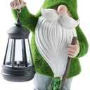 Teaeeno Gnome Garden Decor Statue Solar Gnomes Decorations for Yard with Lantern Light Outdoor Decorations for Patio Mom Gift