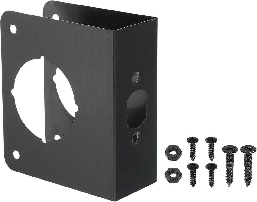 PATIKIL Door Reinforcement Plate, 1 Set Doors Reinforce Repair for 1-3/4" Thick Door 4-1/2" Size Door Knob Lock Latch Deadbolt Cover Plate Home Security, Black