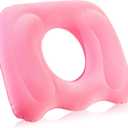 Leinuosen 1 Pcs Inflatable Seat Cushion 18.1'' x 15.7'' x 4.7'' Portable Pillow Height Adjustable Hemorrhoid Pillow for Tailbone Back Pain Bed Sore Home Car Chair Wheelchair Sitting (Pink)
