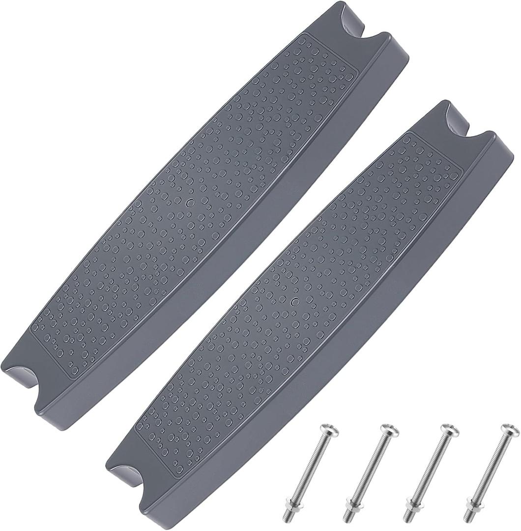2 Pcs Pool Ladder Steps Replacement 18 Universal Heavy Duty Molded Plastic Ladder Rung Step with 4 Pcs Stainless Steel Bolts for Inground and Above Ground Pools (Gray)