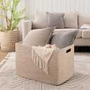 OIAHOMY 118L XXXLarge Cotton Rope Storage Basket, Oversized Blanket Basket, Used for Organizing Dirty Clothes in Living Room, Bedroom, Nursery, Dog Toy Storage Bins, 25" x 17" x 16",Brown variegated