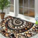 Non-Slip Rugs, Cobble Unique Half Round Design Door Mat, Muddy Dirt Trapping, Clean Rugs Indoor Outdoor Entry Decoration for Garage, Patio, Home