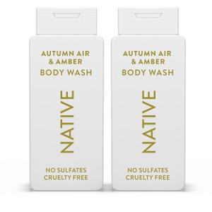 Native Body Wash with Naturally Derived Ingredients  Autumn Air & Amber  Sulfate & Paraben Free  For Women & Men  SkinLoving Cleanser  18 oz (2Pack)
