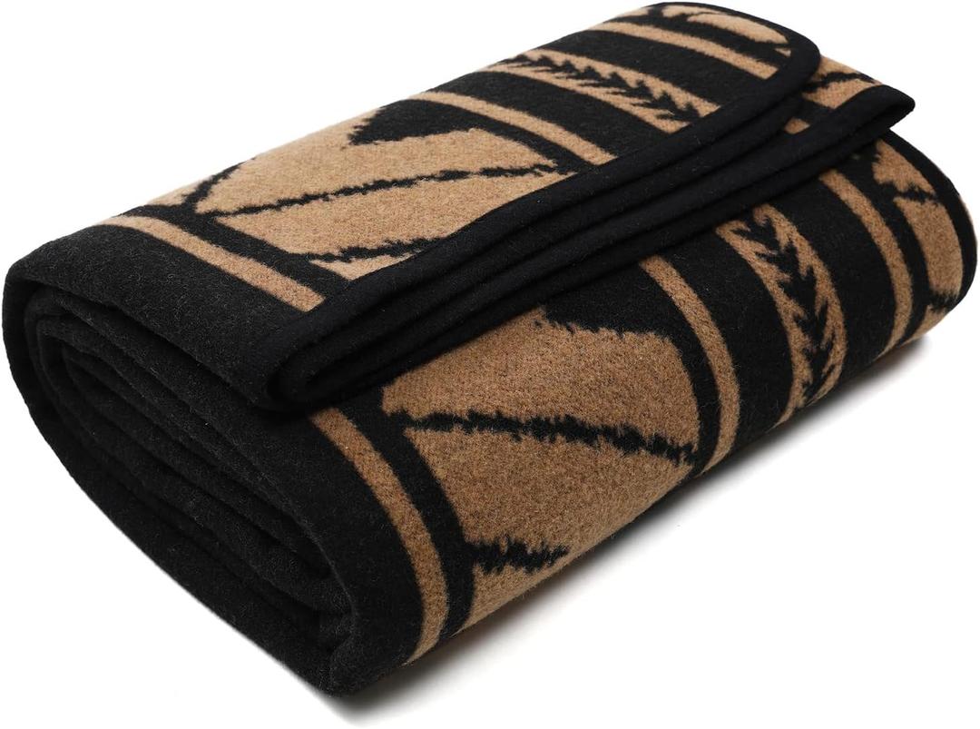 ACUSHLA Merino Wool Camp Blanket - Soft Warm Thick Washable Large Outdoor Camping Travel Throw Blanket All Weather, Sierra Khaki , 79" x63"