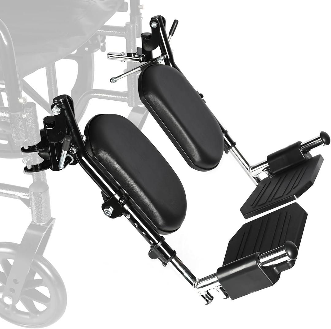 Universal Wheelchair Footrest with Comfort Foam Cushion - Adjustable Lift & Extendable Anti-Slip Foot Plate, Foldable Quick Release for Transport Chairs (Black 1 Pair) LK3JELR T94 Models Compatible