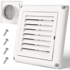 BEWAVE Dryer Vent Cover, Outdoor Exhaust Louvered Air Vent Cover for 4" Pipe with Screen 4 Screws for Long-Lasting Durability & Easy Installation, 6" x 6" Size