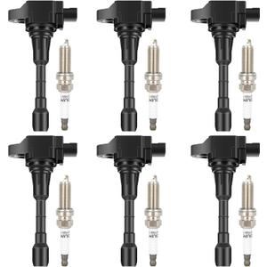 ECCPP UF550 6 ignition coils with 6 iridium Spark Plugs 1406 for Nissan for Infiniti for Maxima Murano Pathfinder Quest Altima Q50 QX60 FX35 3.5L V6 UF550 C1670 22448-JA10C