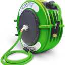 Macnaught Retractable Garden Hose Reel, 82 Ft Water Hose Reel Heavy Duty Retractable Hose with Metal 180 Swivel Rotation Bracket for Wall Mount - Green