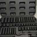 3/8'' Drive Impact Socket Set - 50-Piece Shallow & Deep Socket Set Metric and Standard Full with Universal Joint, Extension Bar, 1/2 to 3/8 Reducer, Hex Shank Socket Adapter, Ratchet Handle