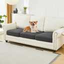 DISSA Waterproof Sofa Cushion Covers, Washable Stretch Slipcovers, Pet Furniture Protector (3-Piece, Dark Gray)