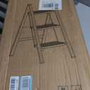 Valeo 3 Step Ladder,Lightweight Folding Step Stool with Wide Anti-Slip Pedal, 330LBS Capacity, Heavy Duty,Sturdy Iron Metal Step Stool for Home, Kitchen, Closet, Adults, Cream White