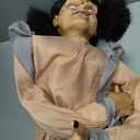 Haunted Hill Farm Lunging Pumpkin Carver Zombie Girl by Tekky, Motion-Activated Talking Halloween Animatronic for Indoor or Covered Outdoor Creepy Halloween Decorations, Plug-in or Battery Operated