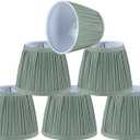 Aspen Creative 51521-6, Hardback Empire Transitional Clip-On Chandelier Lamp Shade, Mushroom Pleated Olive Faux Silk Fabric, 4" Top x 6" Bottom x 5" Slant Height, Set of 6