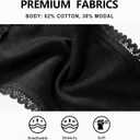 voenxe Seamless Thong for Women,No Show Lace Underwear,Ladies Cotton Blend Breathable Panties,Comfort Soft Undie,Tanga,5-Pack (Large, Black)