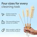 Vove Bottle Brush Set, 4 Natural Sisal Bottle Brushes with Long Bamboo Handles, Plastic-Free Bottle & Straw Cleaner Set, Zero Waste, Stainless Steel Wire, FSC Certified Bamboo, Kraft Packaging