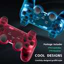 Burcica Wireless Controller for PS-2 Play 2 Double Vibration 2 - Clear/Green and Clear/Purple
