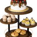 Cupcake Holder for 50 Cupcakes Wood Cake Stand with 4 Tiered Serving Tray 360Rotating Dessert Stands Round Cookie Trays for Parties Wedding Baby Shower Afternoon Tea Dessert Table, Walnut