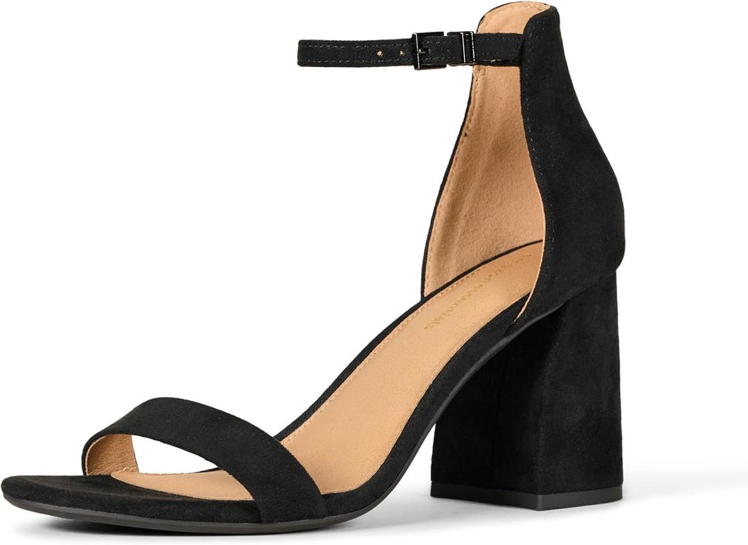 Amazon Essentials Women's High Heel Nola (8, Black Faux Suede)