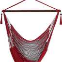 Sunnydaze Outdoor Hammock Chair Swing - Hanging Hammock Swing - Hanging Reading Chair - Soft-Spun Polyester Rope - Caribbean XL - Red