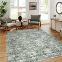 Lahome Oriental Washable Rugs 5x7,Soft Green Rugs for Bedroom Aesthetic,Ultra Thin Living Room Carpets, Boho Non Shedding Dining Room Rug for Under Table Office Dorm(5x7ft, Green)