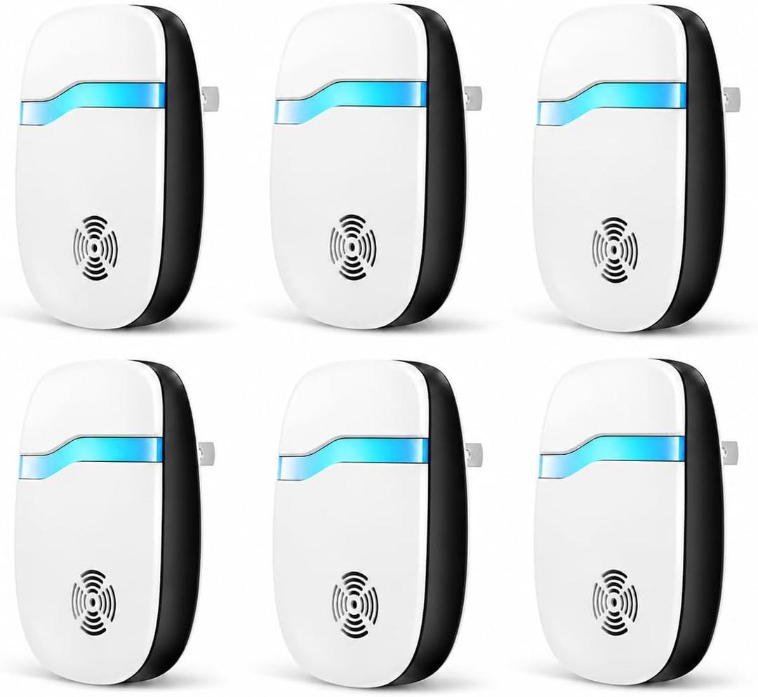 Ultrasonic Mouse & Pest Indoor Repeller, Repellent for Rats, Roaches, Spiders, Bugs, Ants, Plug-in Device (6 Pack)