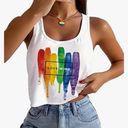 Pride Tank Top for Women LGBTQ Proud Month Crop Tops Rainbow Graphic Sleeveless Shirts size L