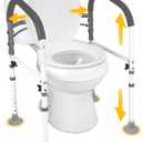 Vaunn Medical Deluxe Adjustable and Foldable Toilet Safety Frame, Bathroom Handrail Assist Grab Bar Handle (White, Adjustable Width and Height)