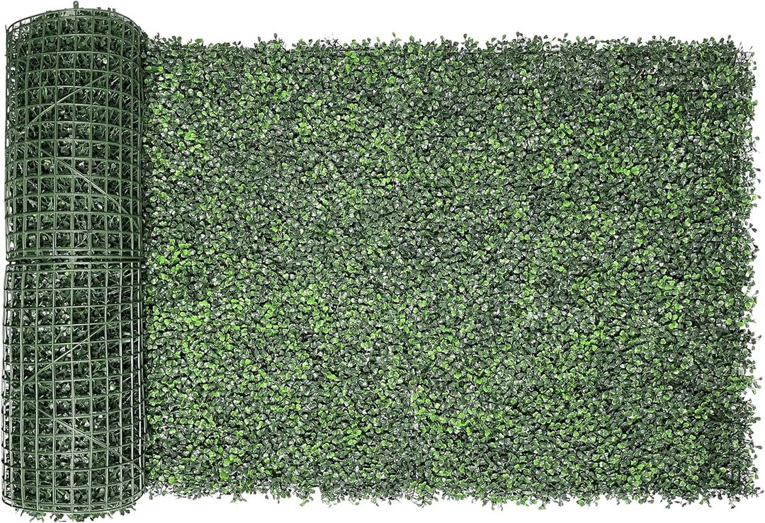 Bybeton Artificial Ivy Privacy Fence Screen, 32"x96" (21.36 sqft) UV-Anti Faux Boxwood Leaves Grass Wall Roll for Patio Balcony Privacy, Garden, Backyard Greenery Wall Backdrop and Fence Decor