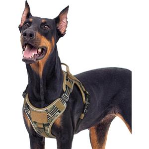 Rabbitgoo Tactical Dog Harness for Large Dogs No Pull Adjustable Military Vest with Handle MOLLE Reflective Heavy Duty Dog Vest for Walking Training Hunting Outdoor  Dog Brown Camo, XL(Chest:23.6-41.89", Neck:21.7-32.3",Back:9.1")
