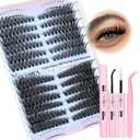 Yawamica Lash Extension Kit 50D 80D Cat Eye Lashes Clusters Kit 7-16mm Wispy Cluster Eyelash Extensions Kit D Curly Eyelash Clusters 240pcs Individual Lashes with Bond and Seal Lash Tweezers DIY Lash
