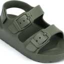 ChayChax Toddler Boys Girls Double Buckle Sandals Children's Adjustable Back Strap Water Sandal (Army Green) 4 Toddler