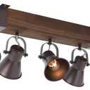 5 Light Semi Flush Mount Ceiling Light, Farmhouse Wooden Track Lighting Fixtures Ceiling, Rustic Kitchen Lights Ceiling with Adjustable Heads for Kitchen Island Dining Room Living Room