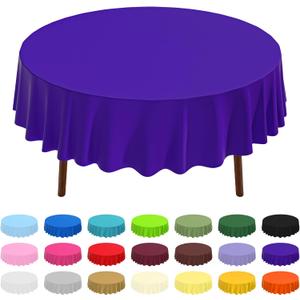 CXPSINC 8 Pack Premium Disposable Plastic Tablecloth 84" Round Table Cover for Birthdays Weddings Christmas Anniversary (Purple)