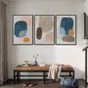 Large Framed Abstract Canvas Wall Art for Living Room, 3 Piece Colorful Minimalist Modern Prints Paintings Artwork for Walls, Neutral Pictures Wall Decor for Bedroom, Office, Dining Room 24x36 In, 24" W x 36" H x 3pcs