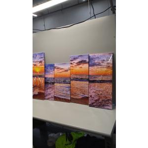 SATINO 5 Pieces Modern Large Canvas Coastal Wall Art Sun Rays Bursting Forth On Colorful Ocean Sunset with Flying Birds Pictures for Living Room Bathroom Bedroom Home Office Wall Decor
