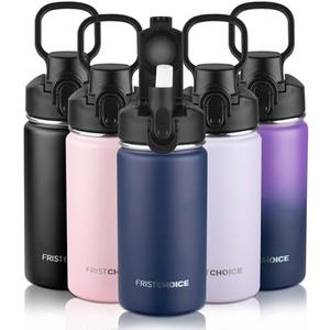 Insulated water bottle with Lid,14oz Stainless Steel Water Bottle for Boys,Girls,Double Wall Vacuum Wide Mouth Thermal Water Bottle for School,Travel,BPA-free and Leak-proof（14oz,Navy blue）