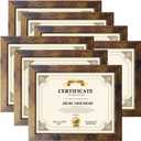PETAFLOP Wooden 8.5x11 Picture Frame Rustic Certificate Frames Wall Tabletop Display Horizontally or Vertically, 7 Pack (Brown)