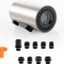 Pull Down Kitchen Faucet Head Replacement Brushed Nickel, 3 Function Kitchen Faucet Head High Pressure Sink Sprayer Replacement with 9 Adapters, American Standard