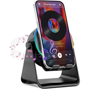 TEFELE Wireless Induction Speaker, 5-in-1 Bluetooth Speaker with Phone Holder, 360 Rotation & RGB Lights, HD Stereo Sound for iPhone/Samsung/Android, Birthday Gifts for Men/Women/Teens