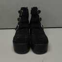 LUCKY STEP Women Platform Chunky Ankle Boots - Round Toe Zipper Wedges High Heels Rave Buckle Thick Sole Goth Booties (7, Black Rhinestone)