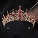 Kamirola Crystal Crowns and Tiaras Headband for Women Birthday Party Wedding Prom Bridal Halloween TR19 (Gold & Red)