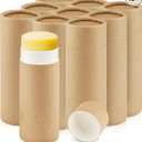 10 Pcs 2.5 oz Paperboard Deodorant Tubes,Empty Push-Up Style Kraft Paper Tube Holder,Cardboard Biodegradable Round Solid Container for DIY Homemade Lotion Bars,body Deodorant Sticks- Brown