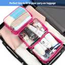 PACKISM Clear Makeup Bags - 3 Pack TSA Approved Clear Travel Bags for Toiletries, Carry on Toiletry Bag TSA Approved Toiletry Bag, Matte Rose Red