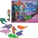 Wild Republic Mermaid Moveable Action Playset, Aquatic Animals, Kids Gifts, Water Toys, 9-Pieces