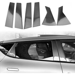 YOUTOOCAR Door Window Pillar Post Trim Covers Compatible with Kia EV6 2022-2025 Accessories (Carbon Fiber Pattern)