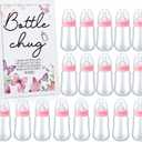 Roowest Bottle Chug Baby Shower Game Favors Including Pink Butterfly Theme Wooden Sign and 18 Pcs Baby Bottles for Gender Reveal Party Supplies