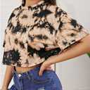 Women's Tie Dye Crop Tops Short Sleeve Crew Neck Cropped T Shirts Streetwear (S)