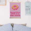 NQDWX You Can't Live a Full Life on an Empty Stomach Donut Hanging Flag - Funny Motivational Wall Decor for Kitchen Cafe or Dining Room, 12x17 Inches Canvas Banner with Wood Frame. (068)