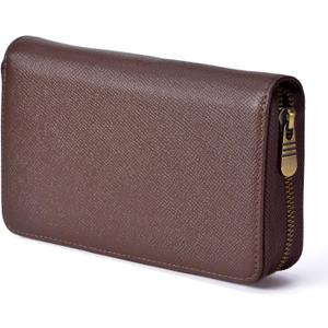 Fountain Pen Leather Pen Case 10 Divided Slots, Rollerball Pen Holder Handmade Display Organizer Zippered Pouch (Coffee)